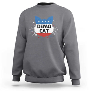 Funny American Cat Sweatshirt Demo Cat Star US Flag TS11 Charcoal Print Your Wear