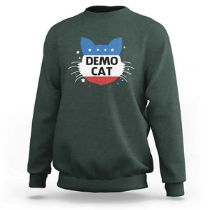 Funny American Cat Sweatshirt Demo Cat Star US Flag TS11 Dark Forest Green Print Your Wear