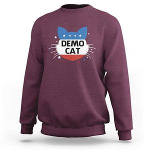 Funny American Cat Sweatshirt Demo Cat Star US Flag TS11 Maroon Print Your Wear