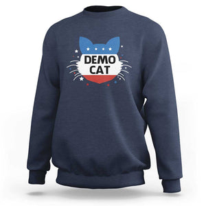 Funny American Cat Sweatshirt Demo Cat Star US Flag TS11 Navy Print Your Wear