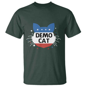 Funny American Cat T Shirt Demo Cat Star US Flag TS11 Dark Forest Green Print Your Wear