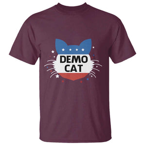 Funny American Cat T Shirt Demo Cat Star US Flag TS11 Maroon Print Your Wear