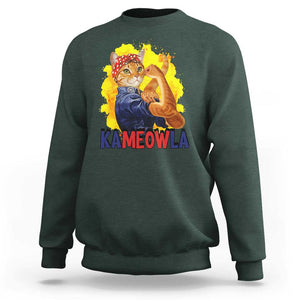 Cat Lady Kamala Sweatshirt Ka Meow La Presidential Election TS11 Dark Forest Green Print Your Wear