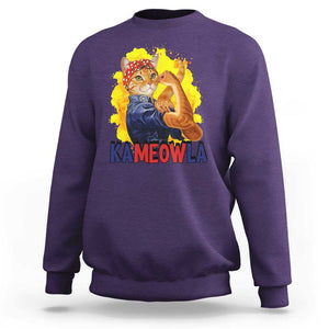 Cat Lady Kamala Sweatshirt Ka Meow La Presidential Election TS11 Purple Print Your Wear