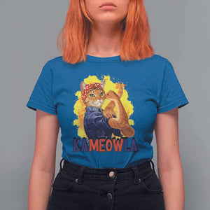 Cat Lady Kamala T Shirt For Women Ka Meow La Presidential Election TS11 Royal Blue Print Your Wear