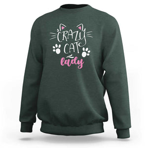 Funny Crazy Cat Lady Sweatshirt President Kamala Cat Paw Ears TS11 Dark Forest Green Print Your Wear