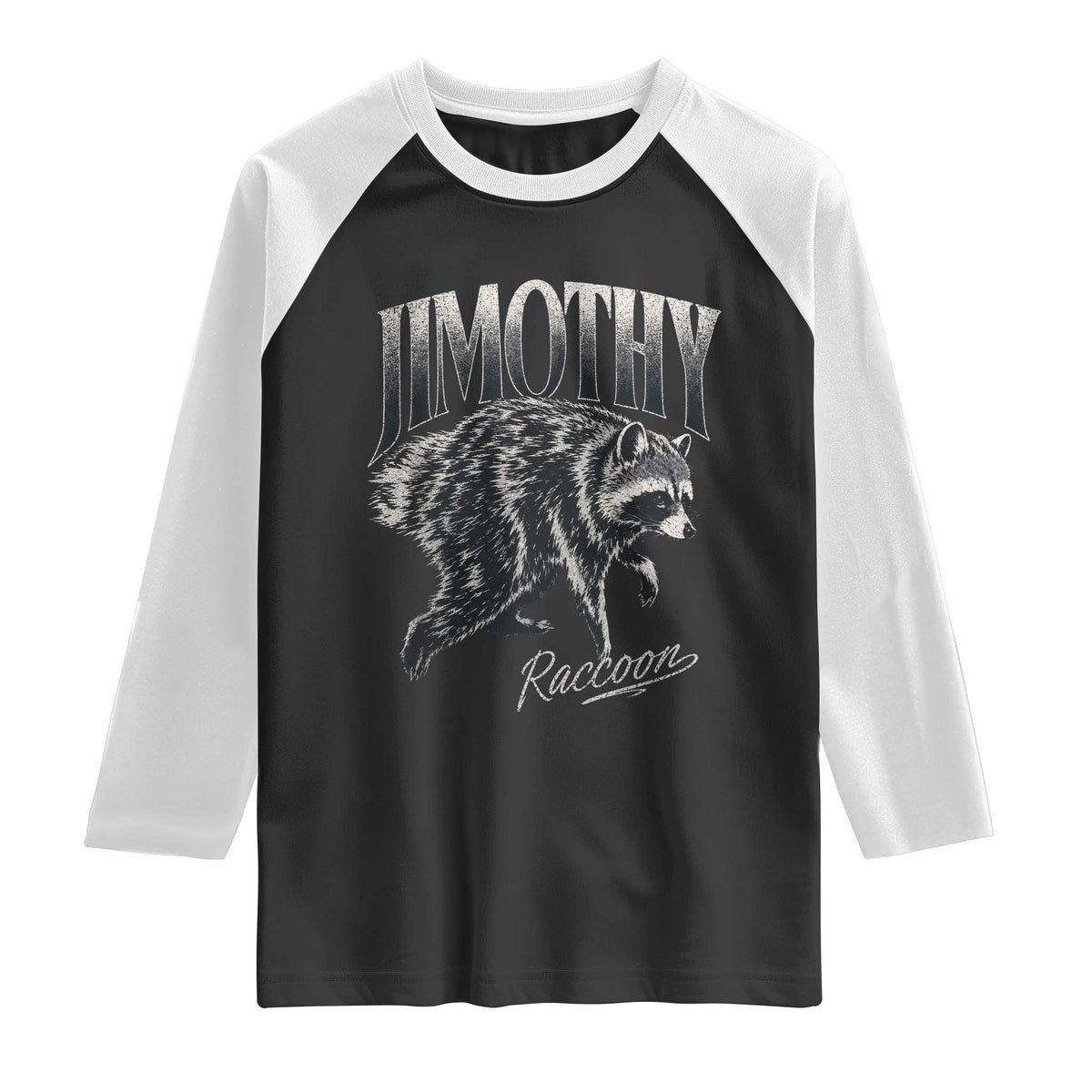 Jimothy Raccoon Raglan Shirt Funny Seattle Trash Panda Wildlife TS11 Black White Print Your Wear