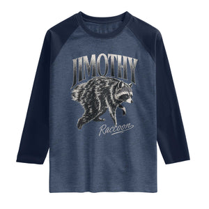 Jimothy Raccoon Raglan Shirt Funny Seattle Trash Panda Wildlife TS11 Heather Denim Navy Print Your Wear