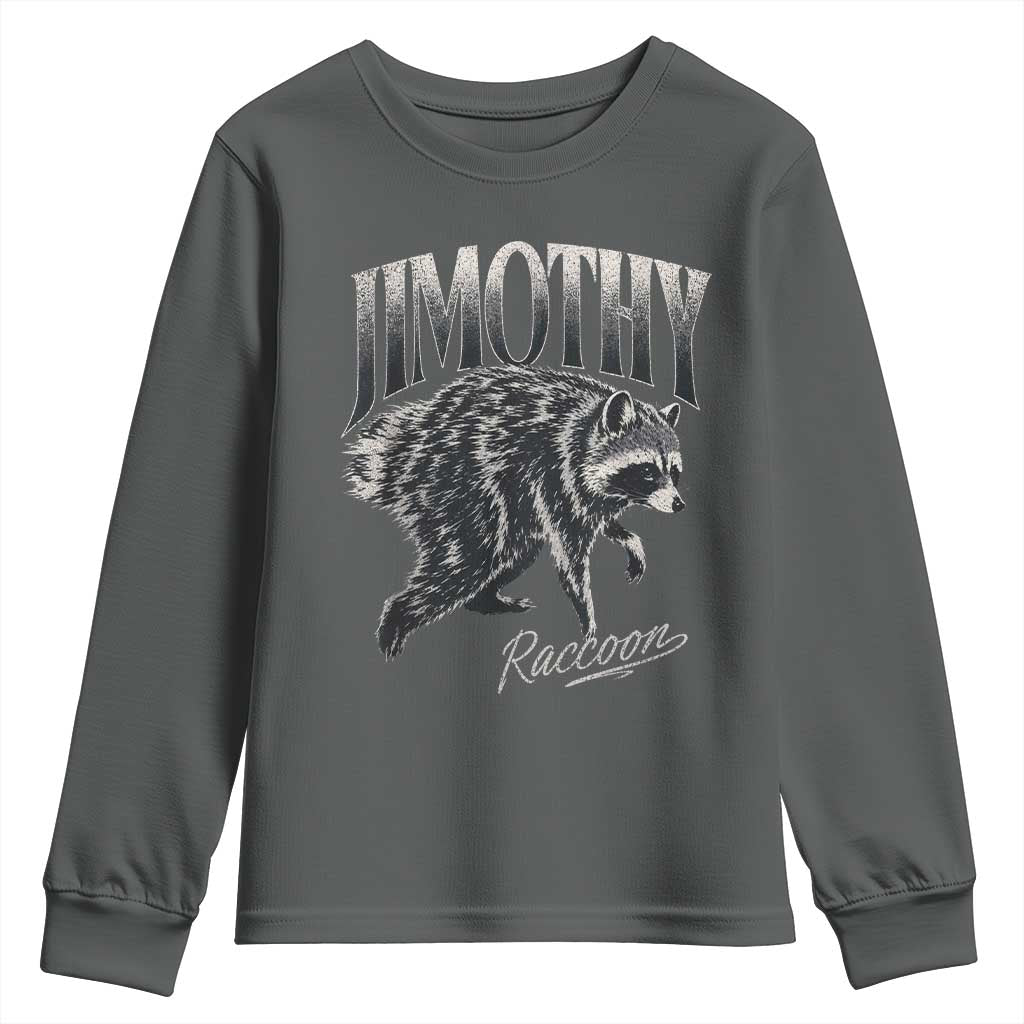 Jimothy Raccoon Youth Sweatshirt Funny Seattle Trash Panda Wildlife TS11 Dark Heather Print Your Wear