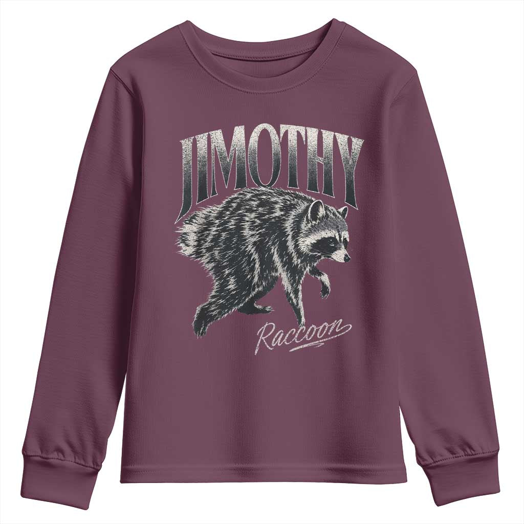 Jimothy Raccoon Youth Sweatshirt Funny Seattle Trash Panda Wildlife TS11 Maroon Print Your Wear