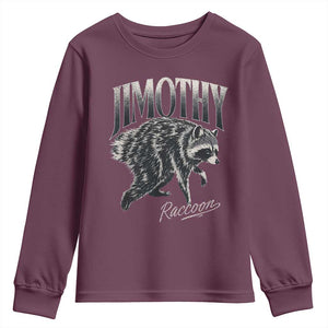 Jimothy Raccoon Youth Sweatshirt Funny Seattle Trash Panda Wildlife TS11 Maroon Print Your Wear