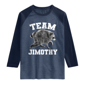 Team Jimothy Raccoon Raglan Shirt Funny Seattle Trash Panda Lover TS11 Heather Denim Navy Print Your Wear