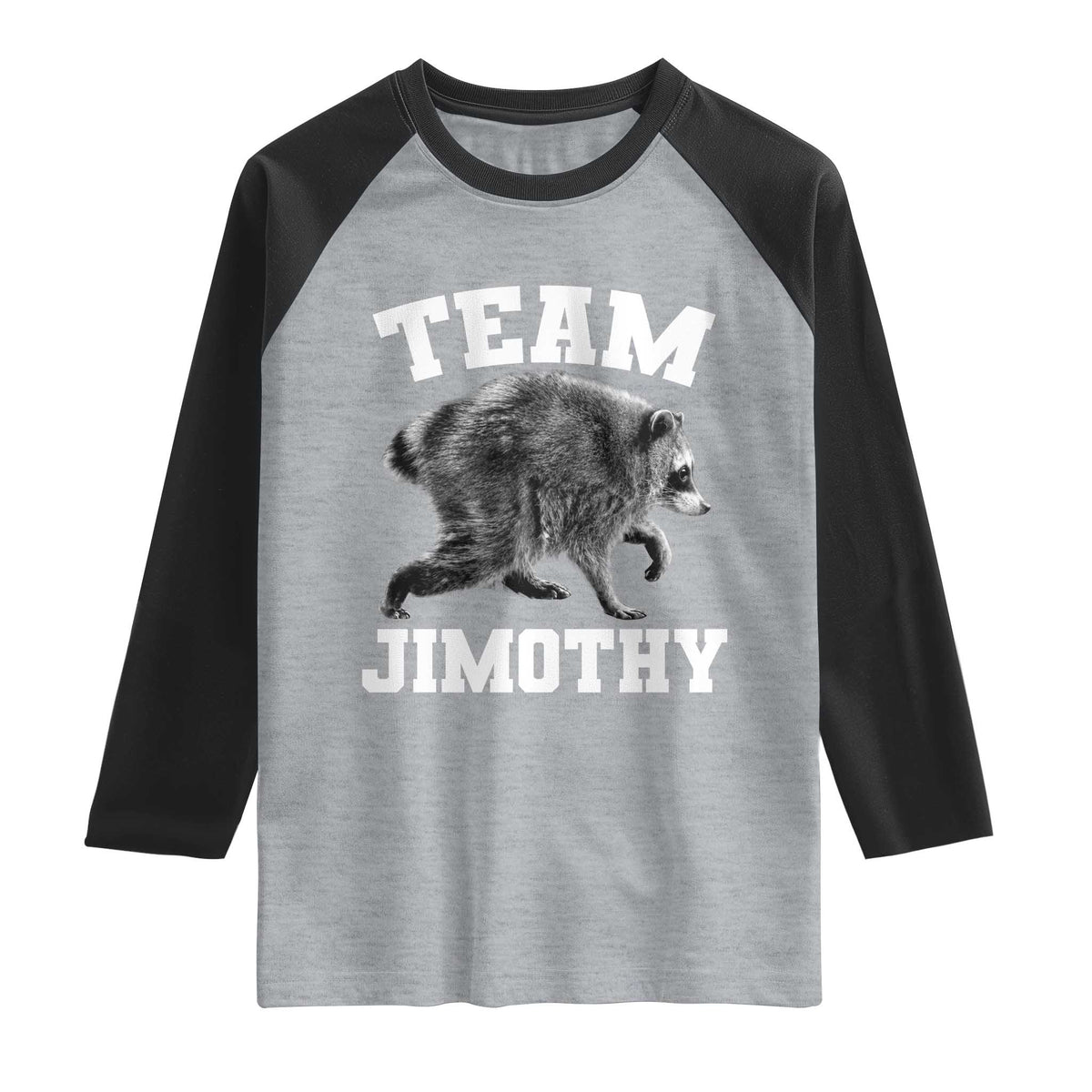 Team Jimothy Raccoon Raglan Shirt Funny Seattle Trash Panda Lover TS11 Heather Gray Black Print Your Wear