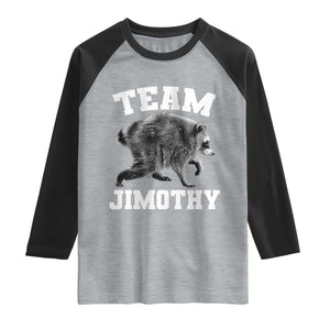 Team Jimothy Raccoon Raglan Shirt Funny Seattle Trash Panda Lover TS11 Heather Gray Black Print Your Wear