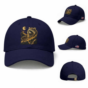Jimothy Raccoon Howling at The Moon Parody 90s Retro Baseball Cap TS11 Baseball Cap Universal Fit Dark Blue Print Your Wear