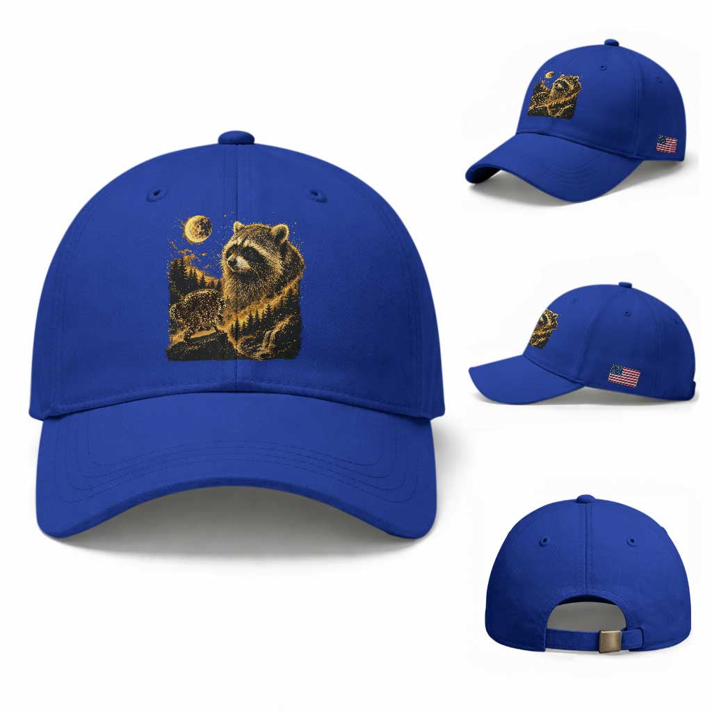 Jimothy Raccoon Howling at The Moon Parody 90s Retro Baseball Cap TS11 Baseball Cap Universal Fit Royal Blue Print Your Wear