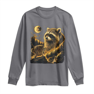 Jimothy Raccoon Howling at The Moon Parody 90s Retro Long Sleeve Shirt TS11 Charcoal Print Your Wear