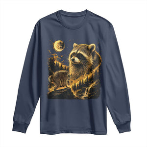 Jimothy Raccoon Howling at The Moon Parody 90s Retro Long Sleeve Shirt TS11 Navy Print Your Wear