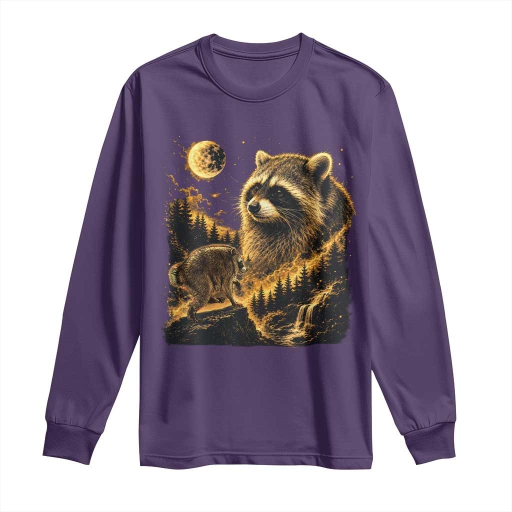 Jimothy Raccoon Howling at The Moon Parody 90s Retro Long Sleeve Shirt TS11 Purple Print Your Wear