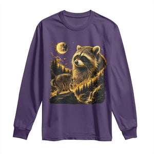Jimothy Raccoon Howling at The Moon Parody 90s Retro Long Sleeve Shirt TS11 Purple Print Your Wear