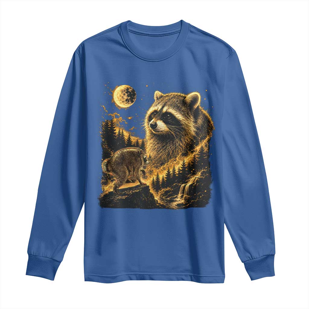 Jimothy Raccoon Howling at The Moon Parody 90s Retro Long Sleeve Shirt TS11 Royal Blue Print Your Wear