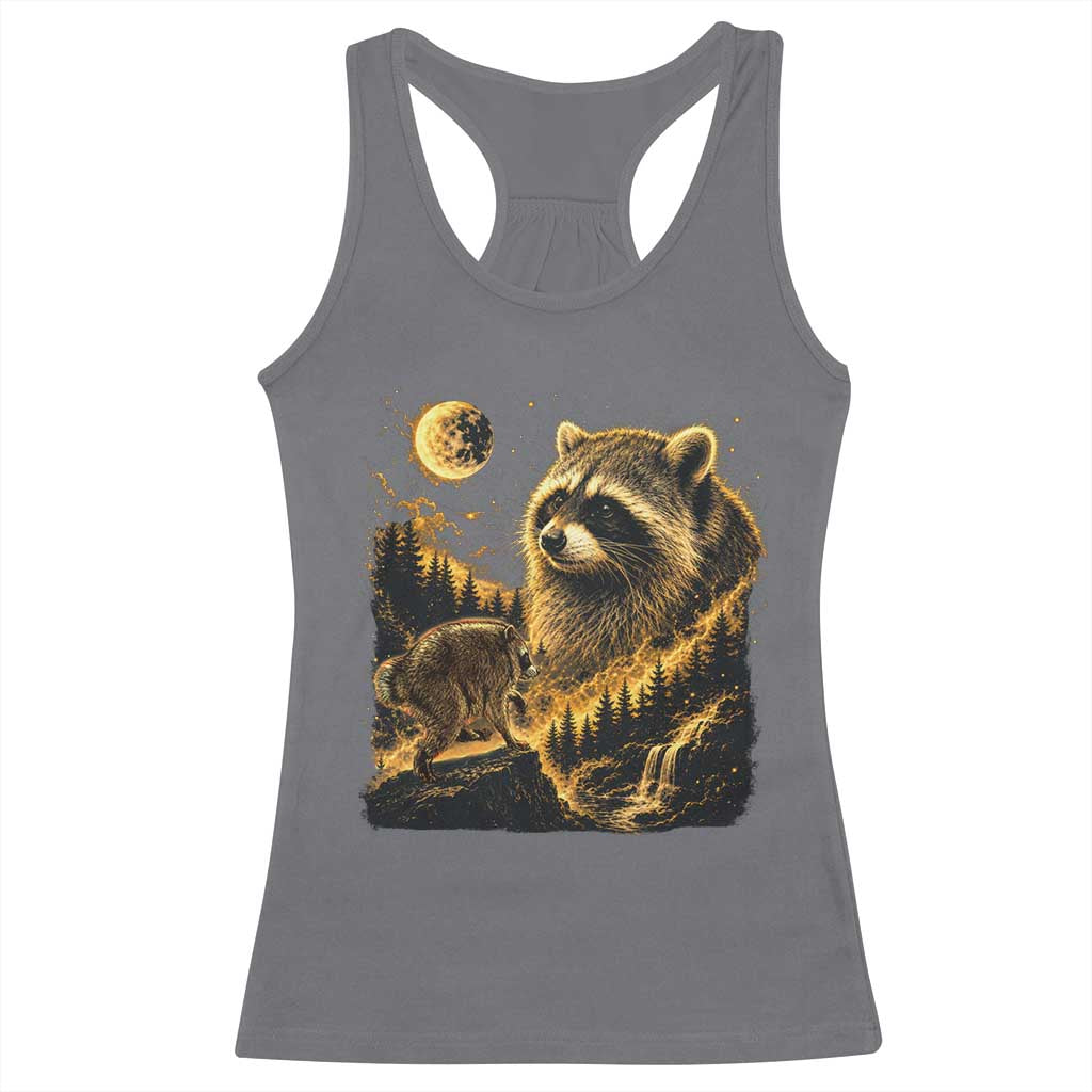 Jimothy Raccoon Howling at The Moon Parody 90s Retro Racerback Tank Top TS11 Charcoal Print Your Wear