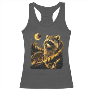 Jimothy Raccoon Howling at The Moon Parody 90s Retro Racerback Tank Top TS11 Dark Heather Print Your Wear
