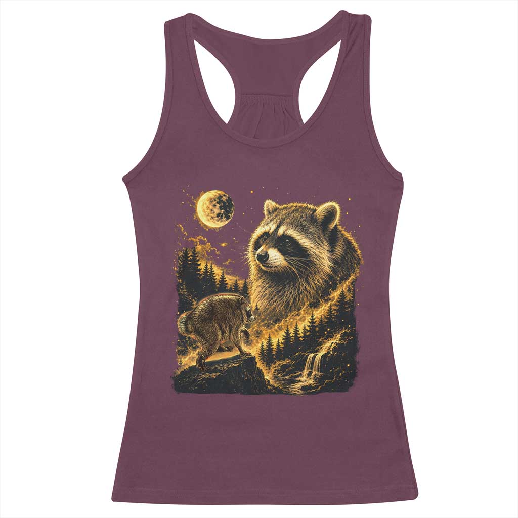 Jimothy Raccoon Howling at The Moon Parody 90s Retro Racerback Tank Top TS11 Maroon Print Your Wear