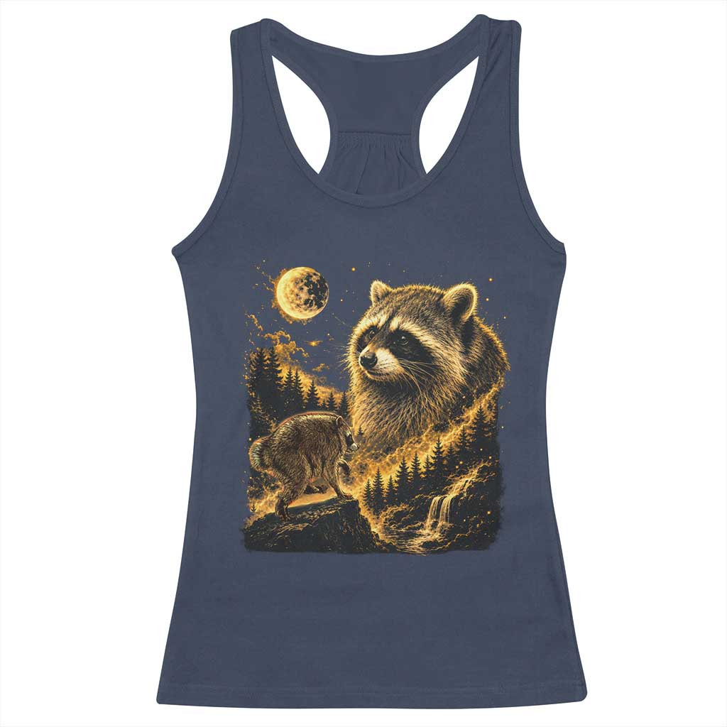 Jimothy Raccoon Howling at The Moon Parody 90s Retro Racerback Tank Top TS11 Navy Print Your Wear