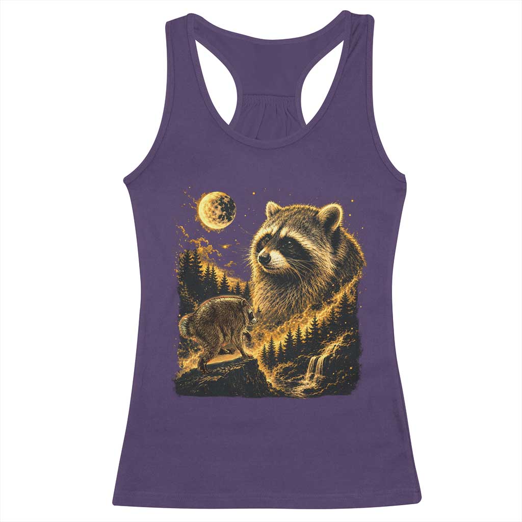 Jimothy Raccoon Howling at The Moon Parody 90s Retro Racerback Tank Top TS11 Purple Print Your Wear