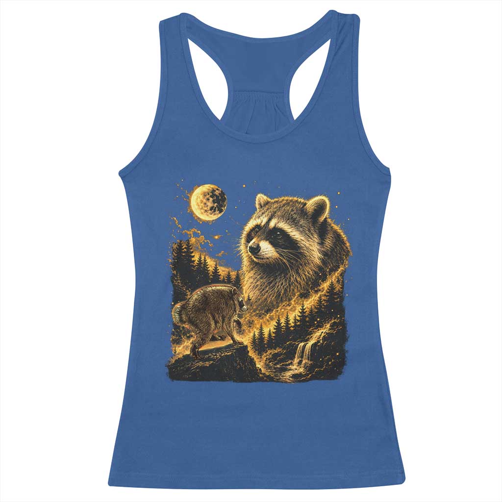Jimothy Raccoon Howling at The Moon Parody 90s Retro Racerback Tank Top TS11 Royal Blue Print Your Wear
