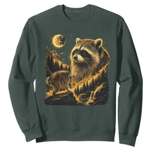 Jimothy Raccoon Howling at The Moon Parody 90s Retro Sweatshirt TS11 Dark Forest Green Print Your Wear