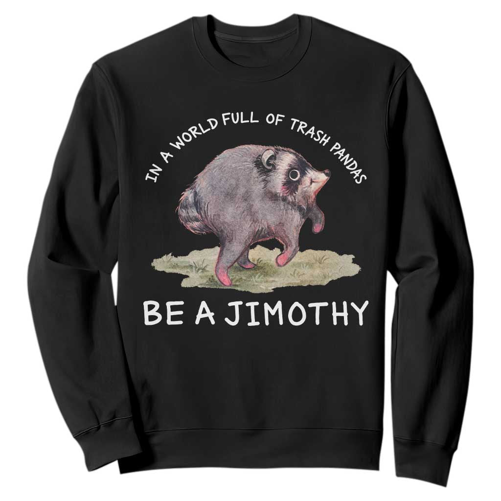 Watercolor Jimothy the Raccoon Sweatshirt In A World Full Of Trash Pandas Be A Jimothy TS11 Black Print Your Wear