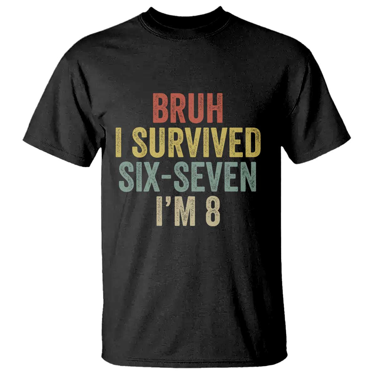 Funny 67 8th Birthday T Shirt Bruh I Survived Six Seven I'm 8 Retro Bday TS11 Black Print Your Wear