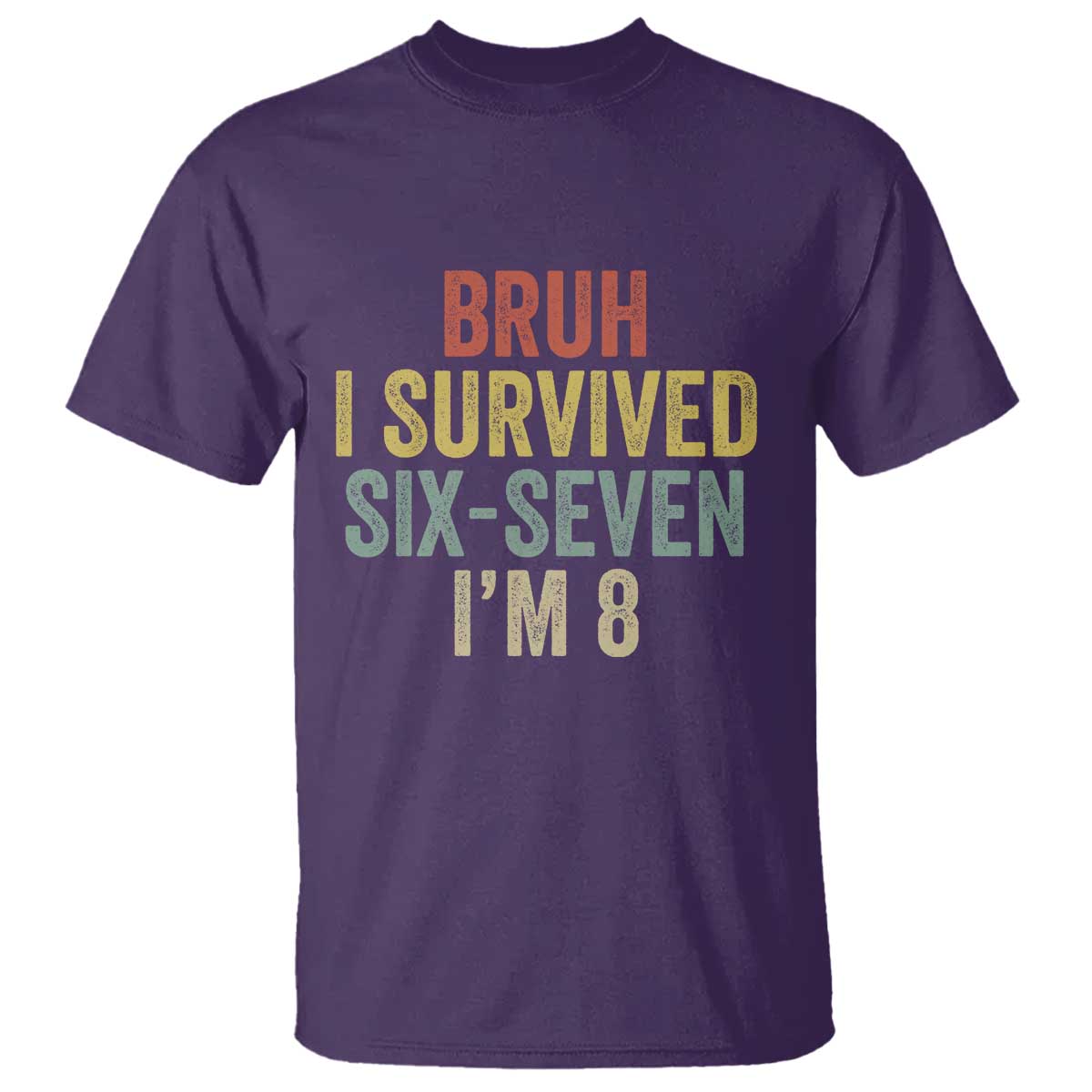 Funny 67 8th Birthday T Shirt Bruh I Survived Six Seven I'm 8 Retro Bday TS11 Purple Print Your Wear