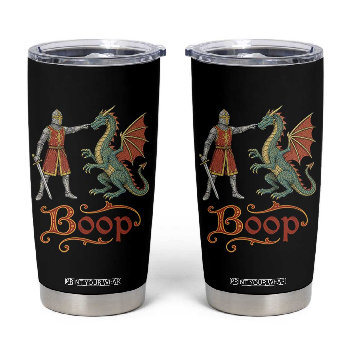 Boop Medieval Knight Dragon Tumbler Cup Funny Ren Faire Dark Fantasy TS11 Black Print Your Wear