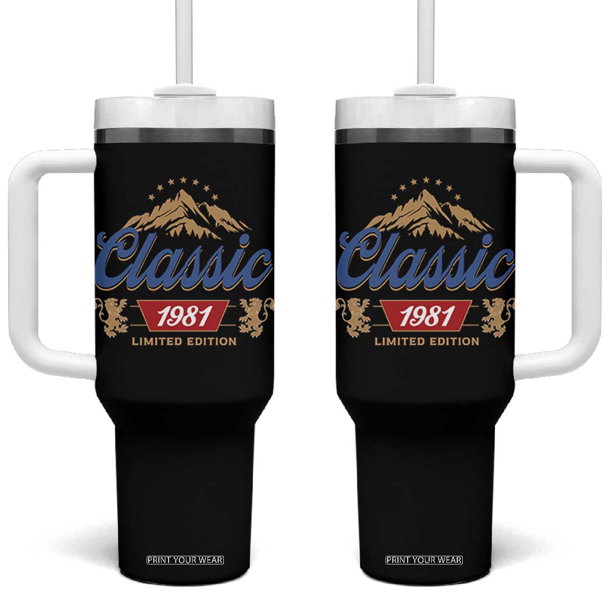 45th Birthday Beer Classic 1981 Limited Edition Tumbler With Handle Funny Gifts for 45 Year Olds TS11 One Size: 40 oz Black Print Your Wear