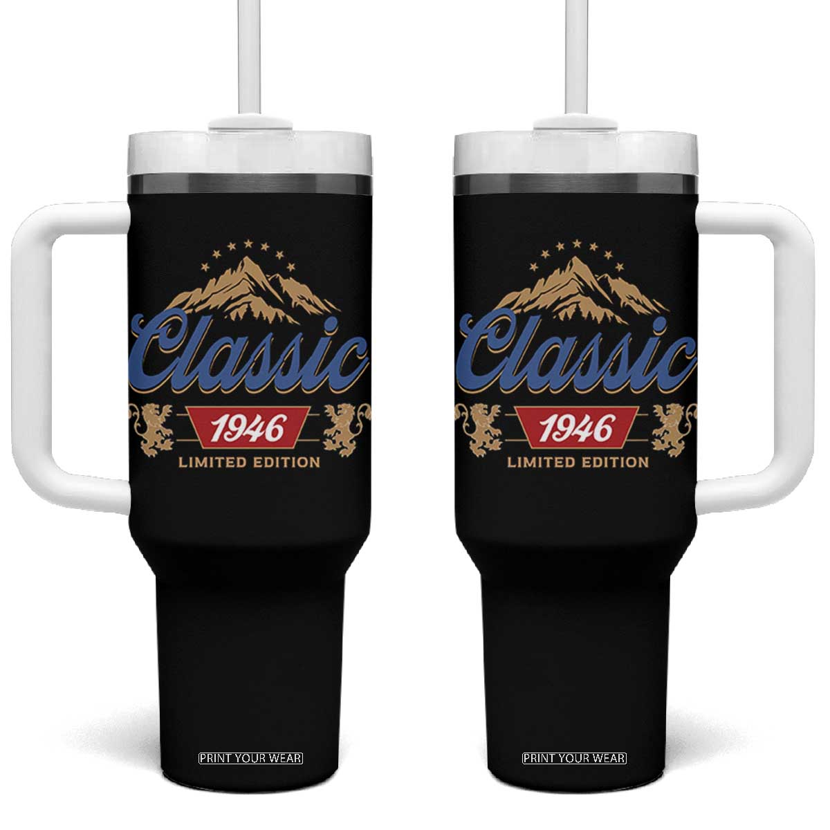 80th Birthday Beer Classic 1946 Limited Edition Tumbler With Handle Funny Gifts for 80 Year Olds TS11 One Size: 40 oz Black Print Your Wear