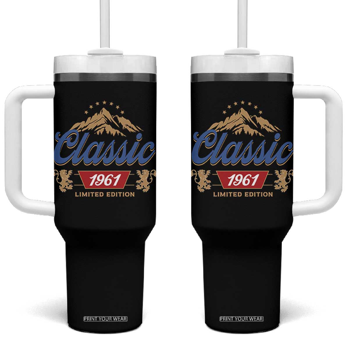 65th Birthday Beer Classic 1961 Limited Edition Tumbler With Handle Funny Gifts for 65 Year Olds TS11 One Size: 40 oz Black Print Your Wear