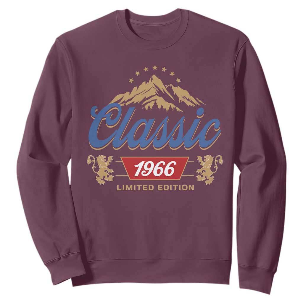 60th Birthday Beer Classic 1966 Limited Edition Sweatshirt Funny Gifts for 60 Year Olds TS11 Maroon Print Your Wear