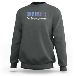 Suicide Prevention Awareness Sweatshirt Choose To Keep Going Semicolon Birds TS11 Dark Heather Print Your Wear