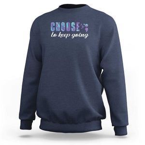 Suicide Prevention Awareness Sweatshirt Choose To Keep Going Semicolon Birds TS11 Navy Print Your Wear