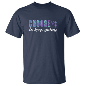 Suicide Prevention Awareness T Shirt Choose To Keep Going Semicolon Birds TS11 Navy Print Your Wear