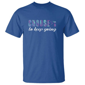 Suicide Prevention Awareness T Shirt Choose To Keep Going Semicolon Birds TS11 Royal Blue Print Your Wear