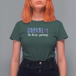 Suicide Prevention Awareness T Shirt For Women Choose To Keep Going Semicolon Birds TS11 Dark Forest Green Print Your Wear