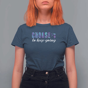 Suicide Prevention Awareness T Shirt For Women Choose To Keep Going Semicolon Birds TS11 Navy Print Your Wear