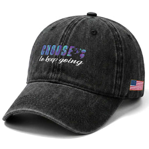Suicide Prevention Awareness Washed Cotton Baseball Cap Choose To Keep Going Semicolon Birds TS11 Print Your Wear