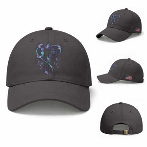 Suicide Prevention Awareness Baseball Cap Choose Life Love Heart Semicolon Butterfly TS11 Baseball Cap Universal Fit Dark Gray Print Your Wear