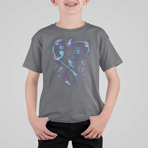 Suicide Prevention Awareness T Shirt For Kid Choose Life Love Heart Semicolon Butterfly TS11 Charcoal Print Your Wear