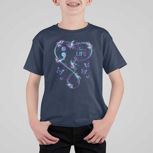 Suicide Prevention Awareness T Shirt For Kid Choose Life Love Heart Semicolon Butterfly TS11 Navy Print Your Wear